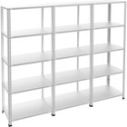 Rafburada 5 Katlı 3'lü Galvaniz Çelik Raf - Depo, Arşiv, Kiler, Dosya, Market Rafı - 31x75 cm-150 cm-1.50 mm