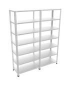 Rafistan 7 Katlı Duble Galvaniz Çelik Raf 43x120x200 cm - Depo, Arşiv, Kiler, Dosya, Market Rafı - 0.70 mm - Gri