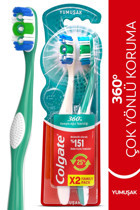 Colgate 360 Komple Ağız Temizliği Yumuşak Çok Yönlü Koruma Diş Fırçası Beyaz Turkuaz 2'li