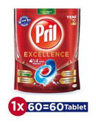 Pril Excellence 4'ü 1 Arada Tablet Bulaşık Makinesi Deterjanı 60 Adet