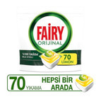 Fairy Orijinal Hepsi Bir Arada Limon Kokulu Tablet Bulaşık Makinesi Deterjanı 70 Adet
