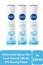 Nivea Fresh Natural Sprey Kadın Deodorant 3x150 ml