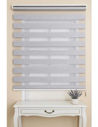 Ithal Bambu Açık Gri Bambu Stor Zebra Perde Eteği Düz(Alüminyum Kasa Metal Ayak ) - 210 x 260