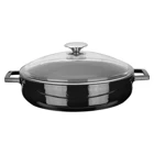 Lava Döküm Çok Amaçlı Yayvan Tencere. Glaze Serisi Çap(Ø)28Cm. Siyah