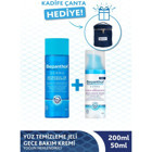 Derma Yüz Temizleme Jeli 200ml Yoğun Nemlendirici Gece Bakım Kremi 50ml Kadife Çanta H