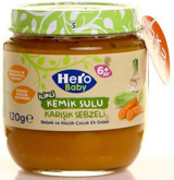 Hero Baby İlikli Kemik Sulu Laktozsuz Sebzeli Kavanoz Maması 120 gr