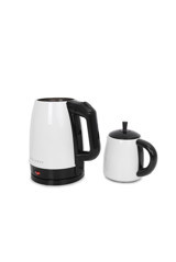 Schrader SCH-5832 Porselen Demlikli 1600 W Çelik Gövdeli Beyaz Retro Çay Makinesi