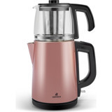 Karaca Tea Glass Cam Demlikli 1650 W Çelik Gövdeli Rose Gold Çay Makinesi