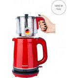 Homend Royaltea 1731H Cam Demlikli 1800 W Plastik Gövdeli Kırmızı Vintage Çay Makinesi
