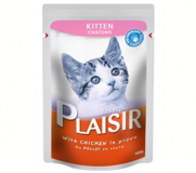 Plaisir Kitten Pouch Tavuklu Soslu Yavru Yaş Kedi Maması 100 gr