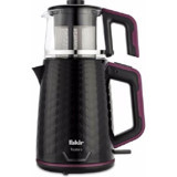 Fakir Tastea Cam Demlikli 1650 W Çelik Gövdeli Siyah Retro Çay Makinesi