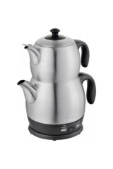 King P-315 Çelik Demlikli 2200 W Çelik Gövdeli İnox Vintage Çay Makinesi