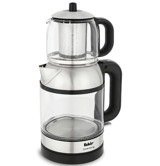 Fakir Ceremony Cam Demlikli 1800 W Işıklı Cam Gövdeli Siyah Vintage Çay Makinesi