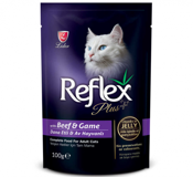 Reflex Plus Pouch Av Hayvanlı Dana Etli Jöleli Yetişkin Yaş Kedi Maması 100 gr