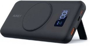 Aukey PB-WL02I 10000 mAh Hızlı Şarj Dijital Göstergeli Lightning Çoklu Kablolu Powerbank Siyah