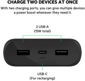 Belkin Boost 20000 mAh Hızlı Şarj USB & Type C Çoklu Kablolu Powerbank Siyah