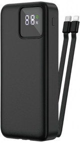 Wiwu JC-22 20000 mAh Hızlı Şarj Dijital Göstergeli USB & Type C Çoklu Kablolu Powerbank Siyah