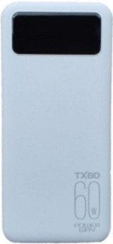 Powerway TX60 60000 mAh Hızlı Şarj Işıklı Dijital Göstergeli Lightning Çoklu Kablolu Powerbank Beyaz