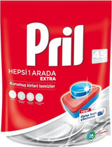 Pril Hepsi 1 Arada Extra Tablet Bulaşık Makinesi Deterjanı 45 Adet