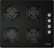 Alveus ALV GLS 640 Siyah Cam 4 Gözlü Doğalgazlı Ankastre Ocak