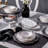 Neva Marble Plus Romantik N3246 28 Parça 6 Kişilik Desenli Porselen Yuvarlak Yemek Takımı