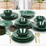 Keramika Zümrüt Line 24 Parça 6 Kişilik Desenli Stoneware Yuvarlak Yemek Takımı