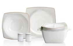 Korkmaz Bone Selection A8450 60 Parça 12 Kişilik Desenli Bone Kare Yemek Takımı