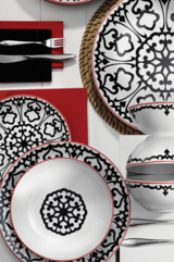 Kütahya Porselen 596612 24 Parça 6 Kişilik Desenli Porselen Yuvarlak Yemek Takımı