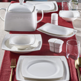 Güral Porselen Caroline 6171 62 Parça 12 Kişilik Desenli Porselen Kare Yemek Takımı