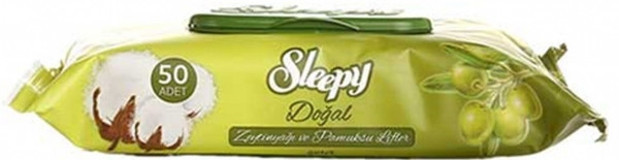 Sleepy Doğal Zeytinyağı ve Pamuksu Lifler Antibakteriyel 50 Yaprak Islak Mendil