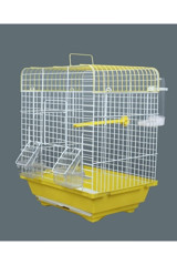 Patika Petshop Ayaklı Dikdörtgen Krom Muhabbet Kuşu Kafesi Beyaz - Sarı
