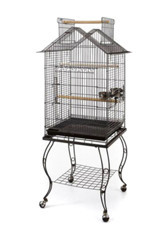 Qh Pet Cage 934AB Çatılı Ayaklı Dikdörtgen Krom Papağan Kafesi Siyah