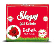 Sleepy Gül Kokulu 50 Yaprak 3'lü Paket Islak Mendil