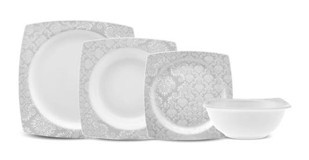 Karaca Bridal 24 Parça 6 Kişilik Porselen Kare Yemek Takımı