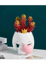 Florada Iskandinav Stil 2 Adet Emoji Tavşan Ayıcık Saksı