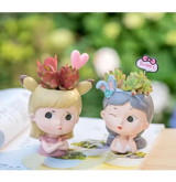 Florada Anime Kızlar 2 Adet Sukulent Kaktüs Saksı Çok Renkli