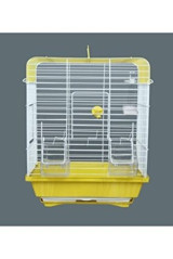 Bambu Petshop Ayaklı Dikdörtgen Krom Muhabbet Kuşu Kafesi Beyaz - Sarı