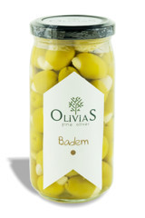 Olivias Çekirdeksiz Salamura Bademli Yeşil Zeytin Kavanoz 370 gr