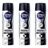 Nivea Black&White Invisible Sprey Erkek Deodorant 3x150 ml