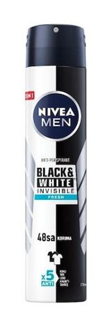Nivea Black&White Invisible Fresh Sprey Erkek Deodorant 200 ml
