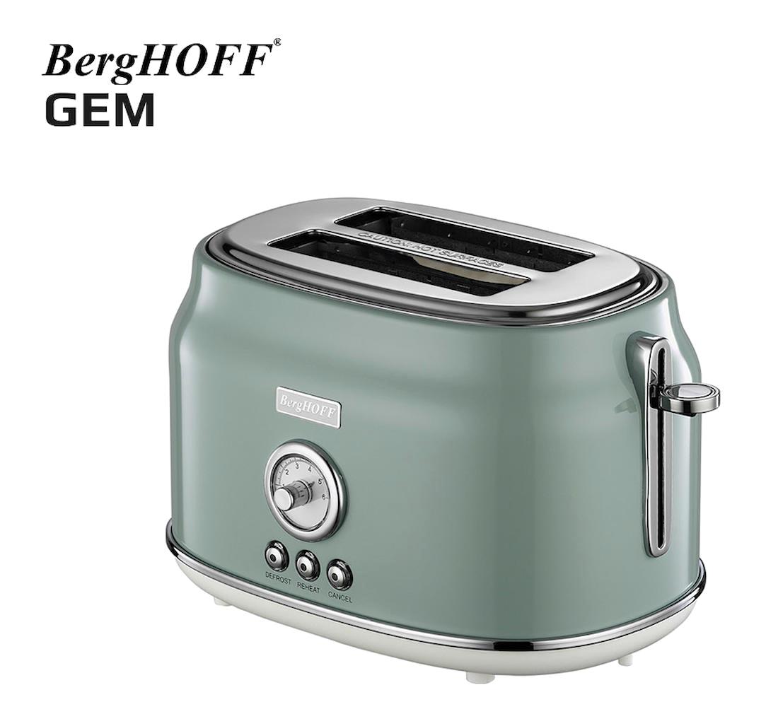Berghoff Gem Retro 4 Dilim Kırıntı Tepsili 1750 W Yeşil Ekmek Kızartma Makinesi