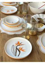 Sembol Starlice 24 Parça 6 Kişilik Desenli Bone China Porselen Yuvarlak Yemek Takımı