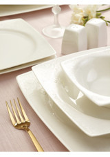 Emsan Fine Bone Meyra 61 Parça 12 Kişilik Bone China Porselen Kare Yemek Takımı