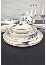 Roy King Blue Blanch 60 Parça 12 Kişilik Bone China Porselen Yuvarlak Yemek Takımı