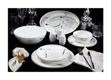 Massimo Marble 56 Parça 12 Kişilik Porselen Yuvarlak Yemek Takımı