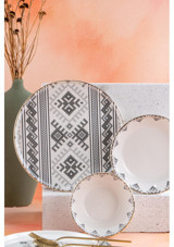 Acar Ethnic 27 Parça 6 Kişilik Stoneware Yuvarlak Yemek Takımı
