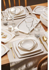 Emsan Başak 60 Parça 12 Kişilik Bone China Porselen Kare Yemek Takımı
