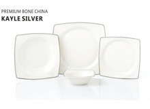 Pierre Cardin Kayle Silver 58 Parça 12 Kişilik Bone China Porselen Yuvarlak Yemek Takımı