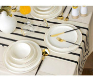 Sembol Helen Gold 24 Parça 6 Kişilik Bone China Porselen Yuvarlak Yemek Takımı