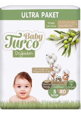 Baby Turco Doğadan 5 Numara Bantlı Bebek Bezi 80'li